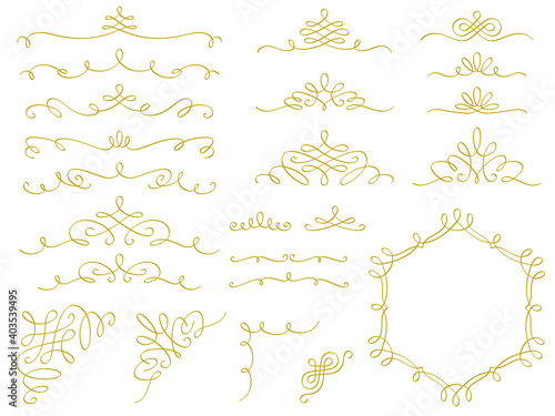 金色のカリグラフィー線装飾セット