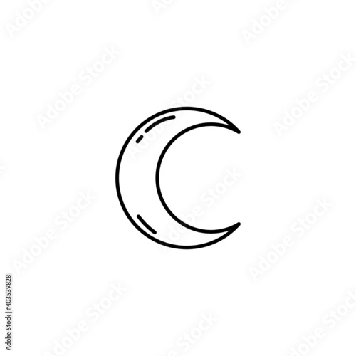 Moon icon vector. Line night symbol. Trendy flat outline ui sign design. Thin linear graphic pictogram for web site  mobile application. Logo illustration. Eps10.