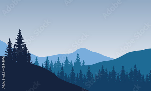 Beautiful scenery trees and mountains on morning bright. City vector