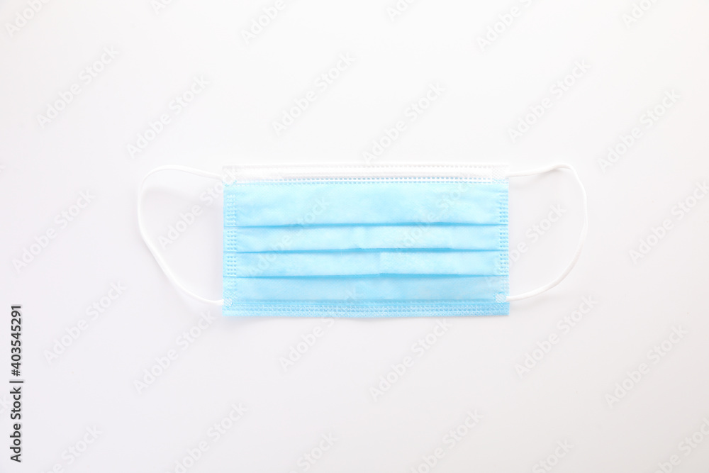 Used blue mask isolated in white background Used blue mask isolated in white background