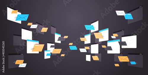 folders mail envelopes cloud internet data file icon documents browser window horizontal vector illustration