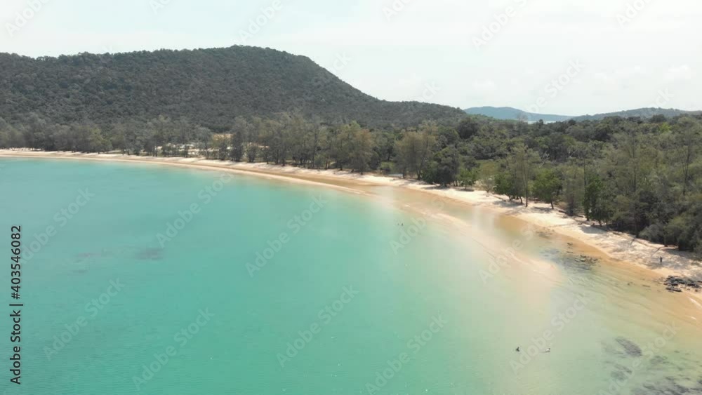 Forested M'pai bay with sandy tropical beach, Koh Rong Samloem, Cambodia Forested M'pai bay with sandy tropical beach, Koh Rong Samloem, Cambodia