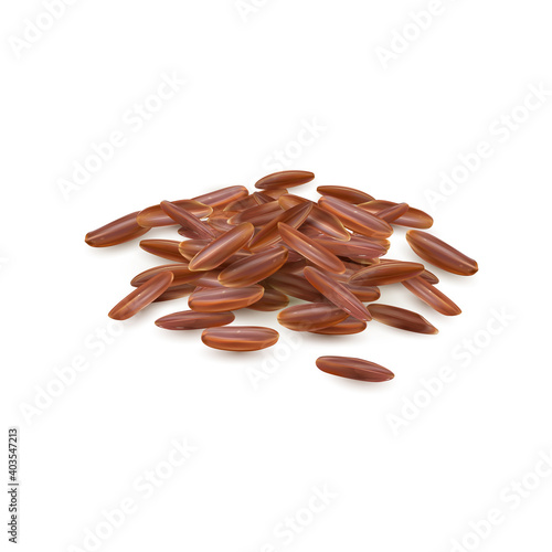 Small pile of long grain red rice.