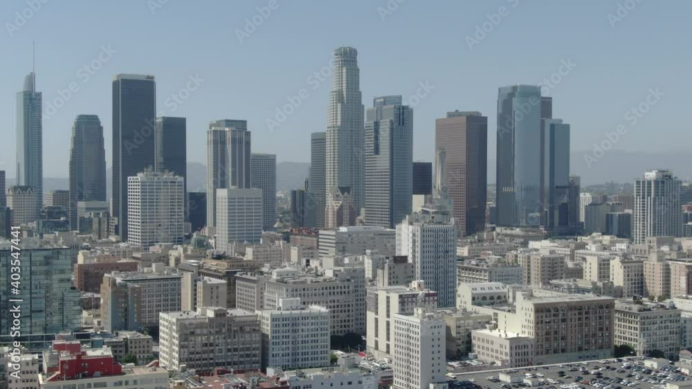 Los Angeles Downtown Historic Core and Financial District Telephoto Aerial L California USA Los Angeles Downtown Historic Core and Financial District Telephoto Aerial L California USA