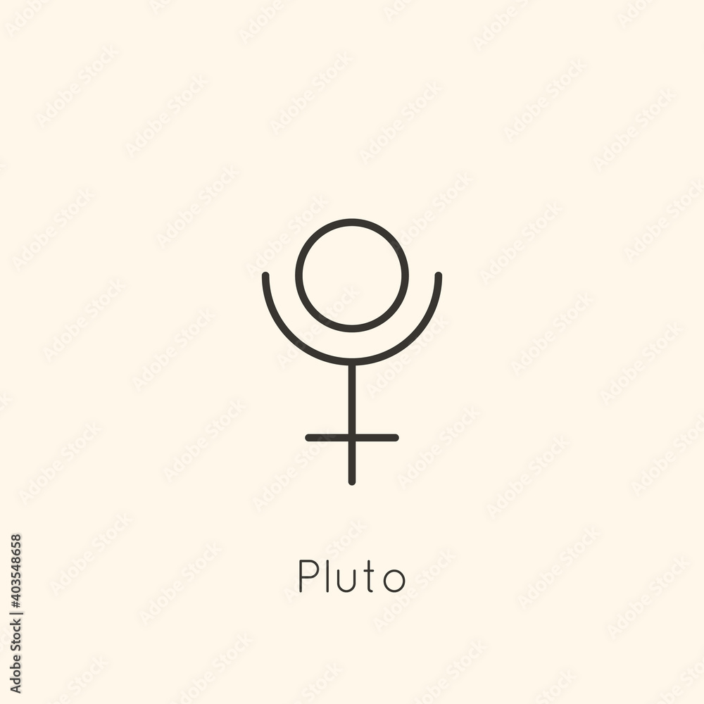 Pluto Planet Symbol Icon in Minimal Liner Trendy Style. Vector Astrological Sign for Logo, Tattoo, Calendar , Horoscope. Pluto Planet Symbol Icon in Minimal Liner Trendy Style. Vector Astrological Sign for Logo, Tattoo, Calendar , Horoscope.