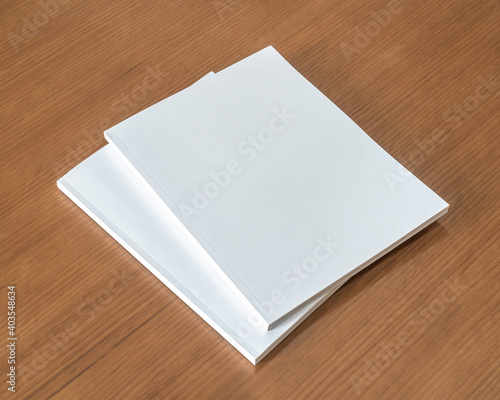 Fotografía Book mockup with blank white front cover page a4 paperback mock up for catalog,