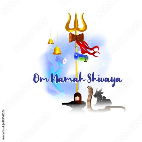 Vector illustration concept of Om Namah Shivaya meaning adoration to Shiva. Most popular Hindu mantra, the sacred mantra of Shiva