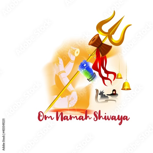 Vector illustration concept of Om Namah Shivaya meaning adoration to Shiva. Most popular Hindu mantra, the sacred mantra of Shiva