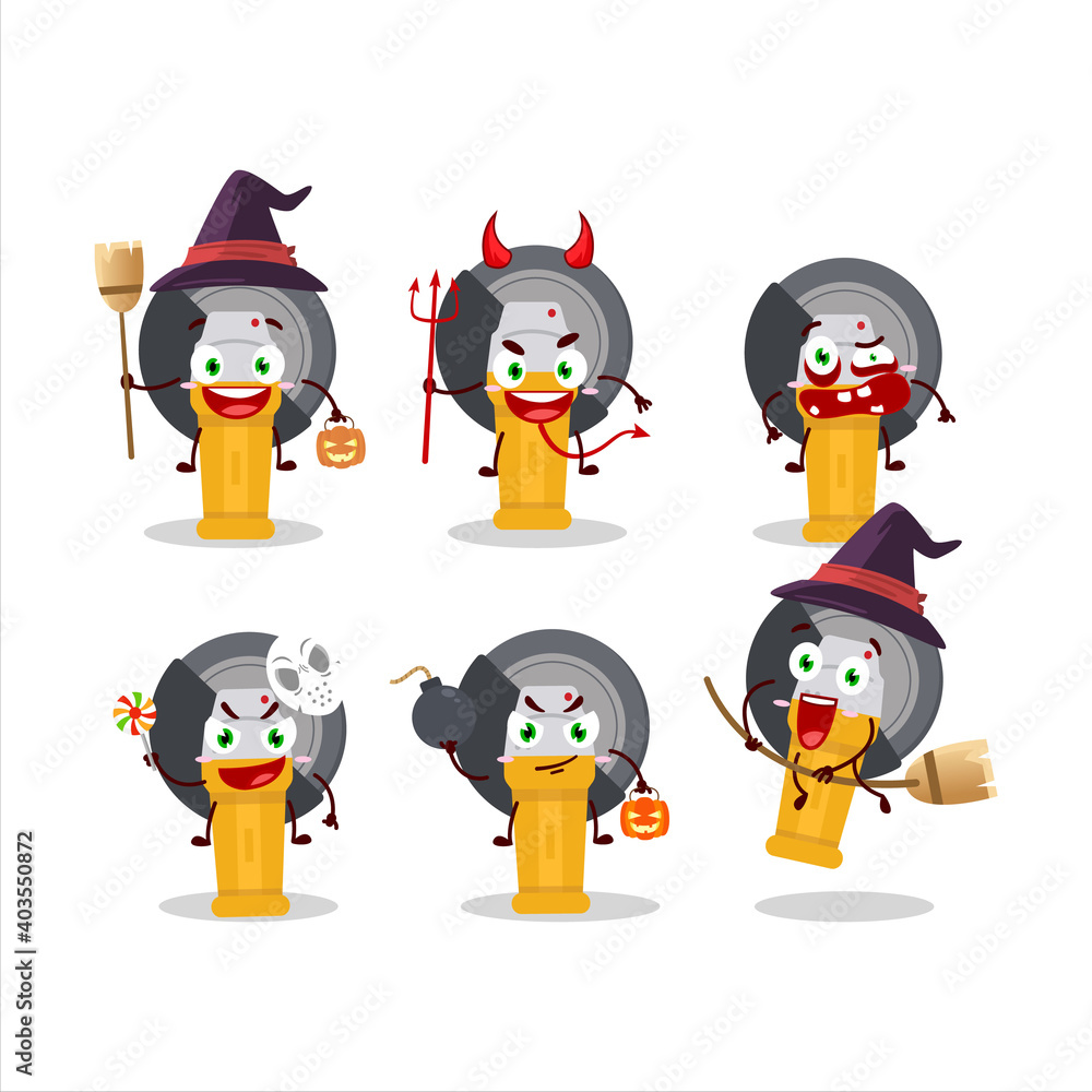 Halloween expression emoticons with cartoon character of grinder Halloween expression emoticons with cartoon character of grinder