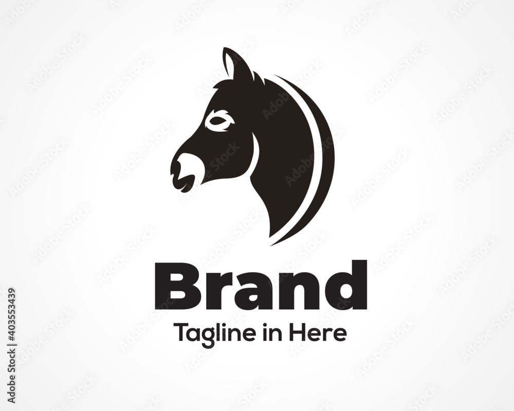 Simple head donkey, horse side view logo, symbol design inspiration illustration