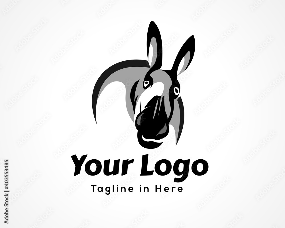 Fototapeta premium cute face donkey horse front view drawing art logo, symbol deign illustration