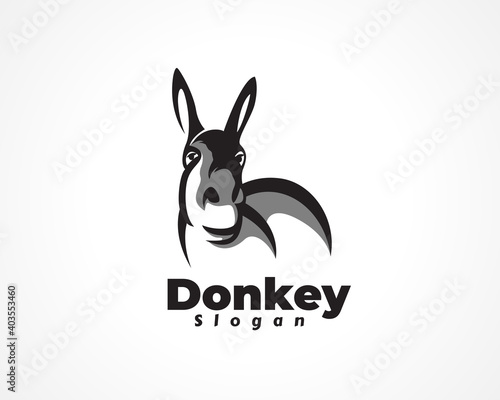 donkey horse front view drawing art logo, symbol deign illustration