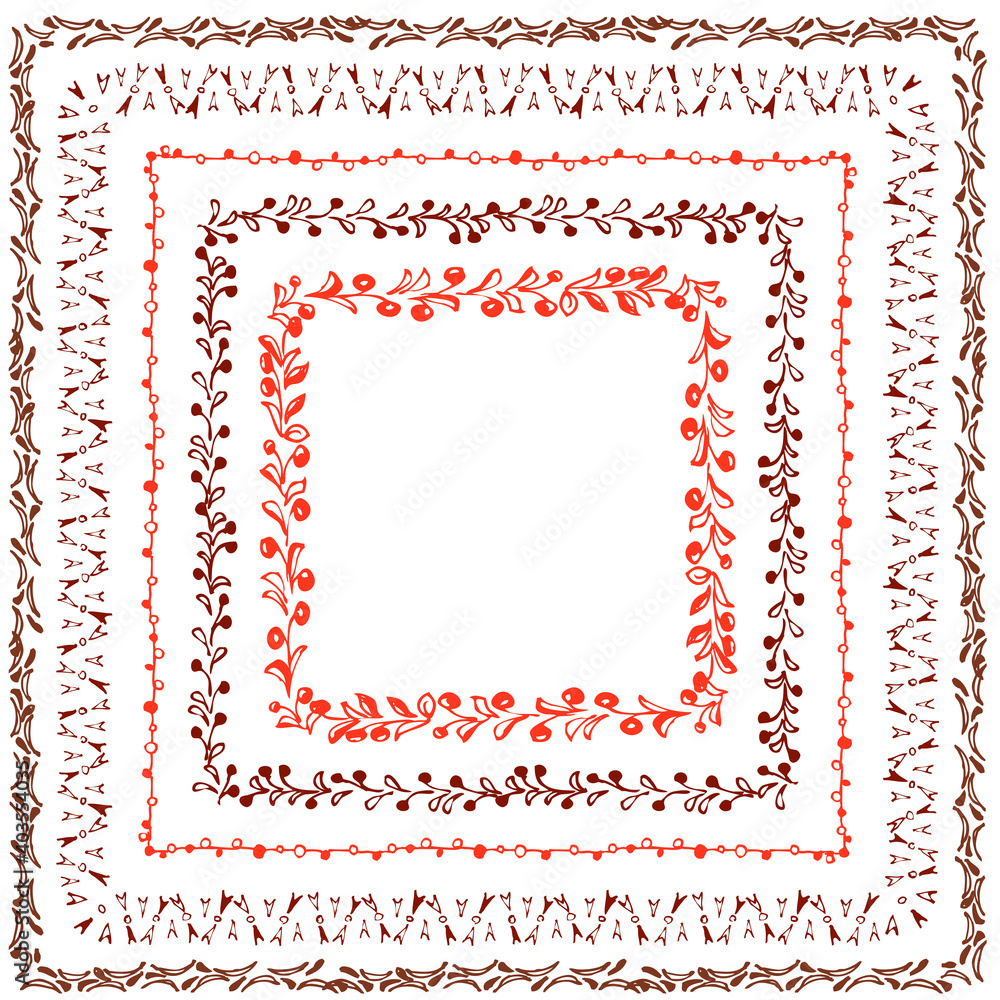 Set of hand drawn pattern brushes. Natural vector brushes. Set of hand drawn pattern brushes. Natural vector brushes.