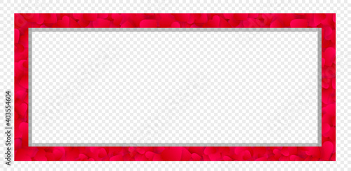 Heart frame vector love banner with red petals