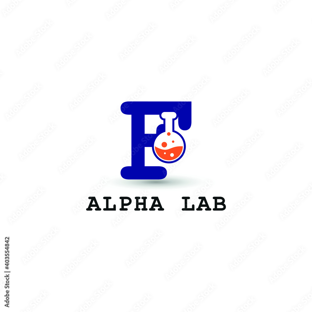 glass tube chemistry on initial letter F for laboratory and research logo concept glass tube chemistry on initial letter F for laboratory and research logo concept