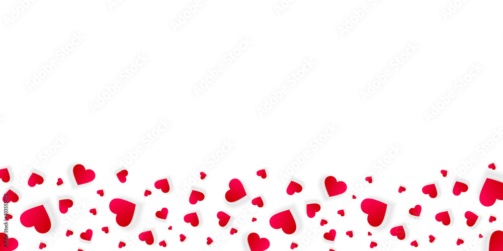 Love border with falling pink hearts, vector frame Love border with falling pink hearts, vector frame