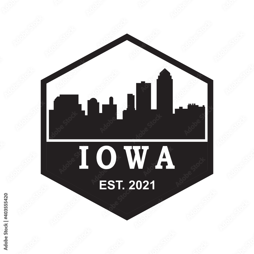 iowa skyline silhouette vector logo