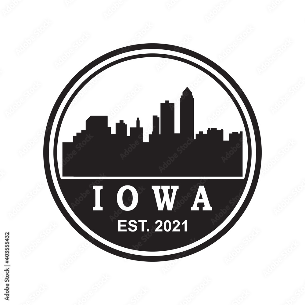 iowa skyline silhouette vector logo