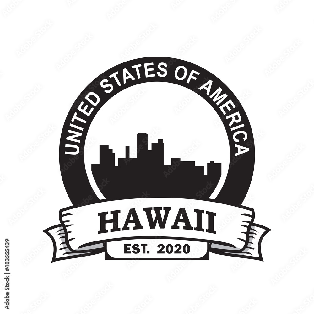 hawaii skyline silhouette vector logo