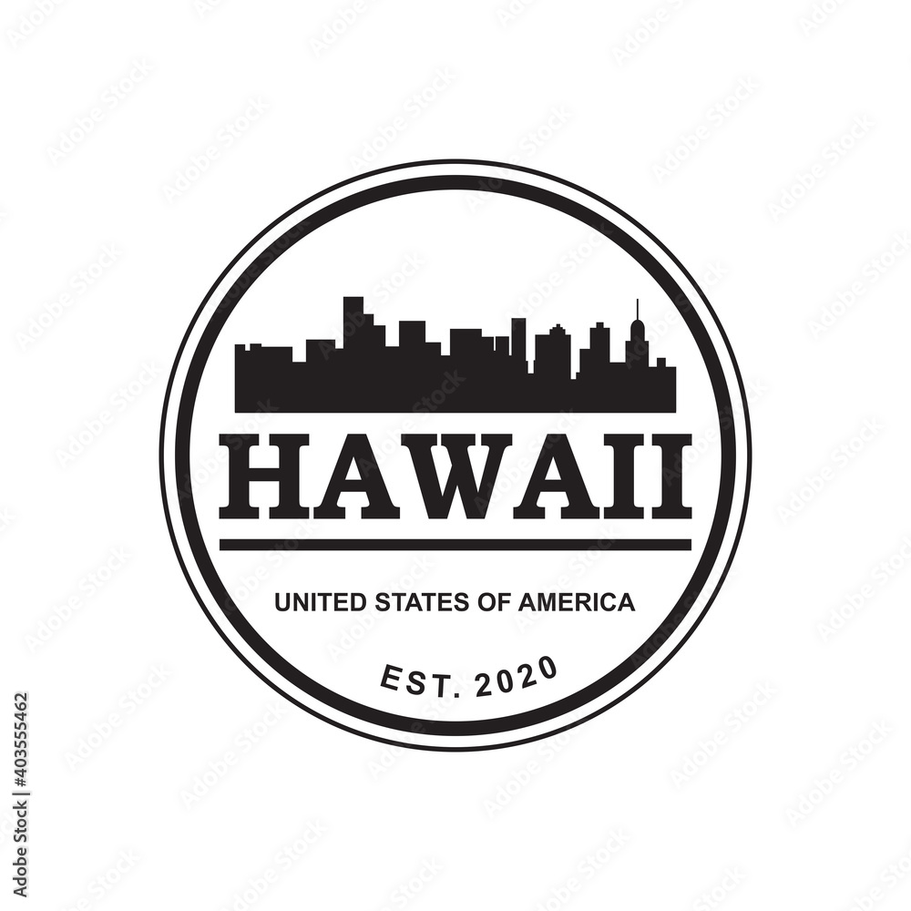 hawaii skyline silhouette vector logo