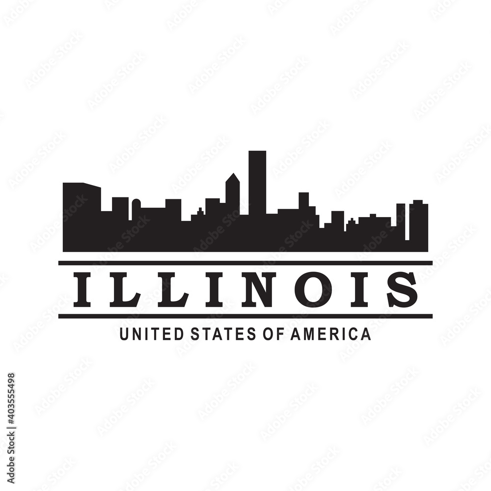 illinois skyline silhouette vector logo