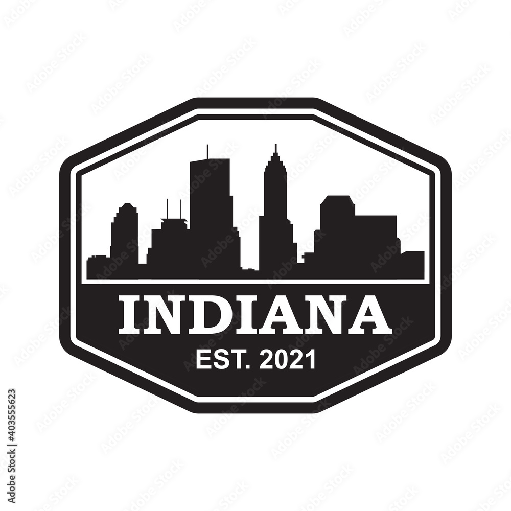 Naklejka premium indiana skyline silhouette vector logo