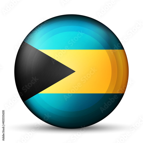 Free Download Glass light ball with flag of Bahamas. Round sphere, template icon. National symbol. Glossy realistic ball, 3D abstract vector illustration highlighted on a white background. Big bubble. - GFXLoad