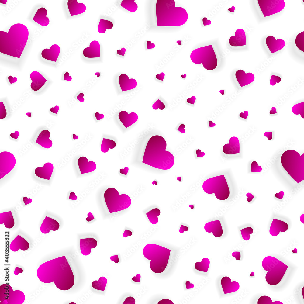 Valentine hearts seamless background or 3d pattern