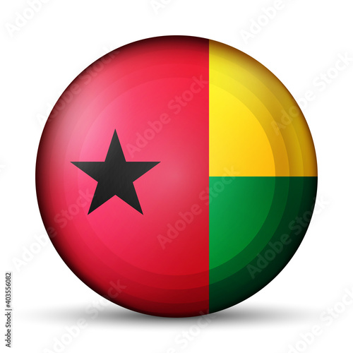 Free Download Glass light ball with flag of Guinea-Bissau. Round sphere, template icon. National symbol. Glossy realistic ball, 3D abstract vector illustration highlighted on a white background. Big bubble. - GFXLoad