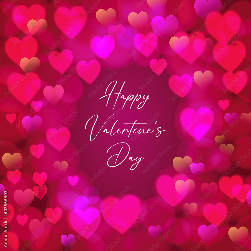 Beautiful valentine's day greeting background with bokeh effect