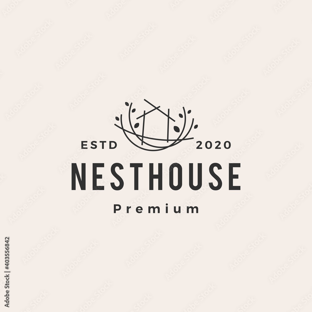 nest house hipster vintage logo vector icon illustration
