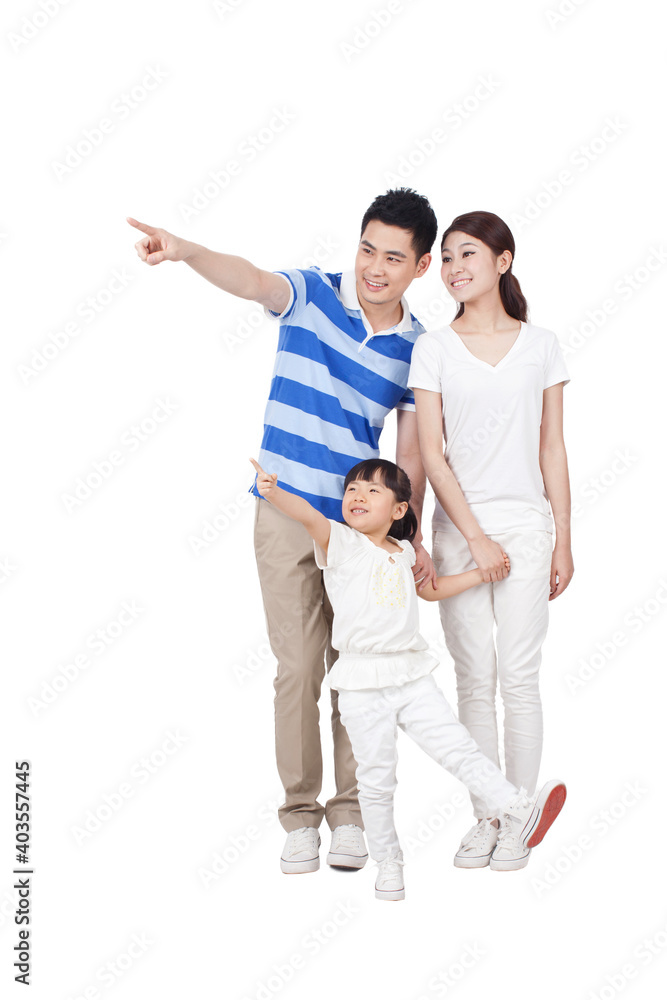 Portrait of a young family of three 