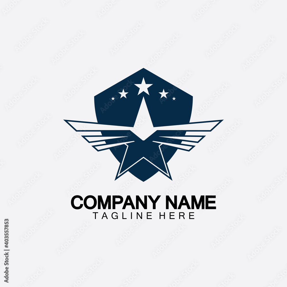 Obraz premium Star with wing logo icon vector illustration design template