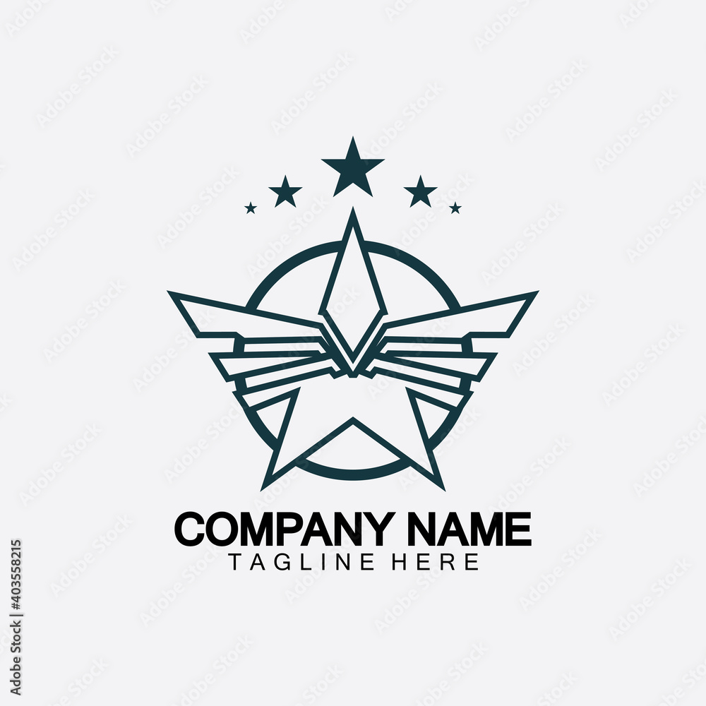 Star with wing logo icon vector illustration design template