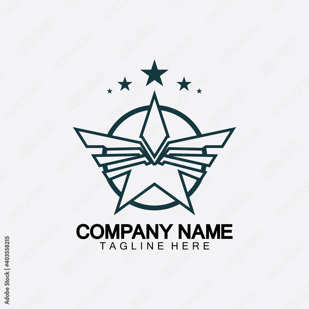 Star with wing logo icon vector illustration design template Star with wing logo icon vector illustration design template