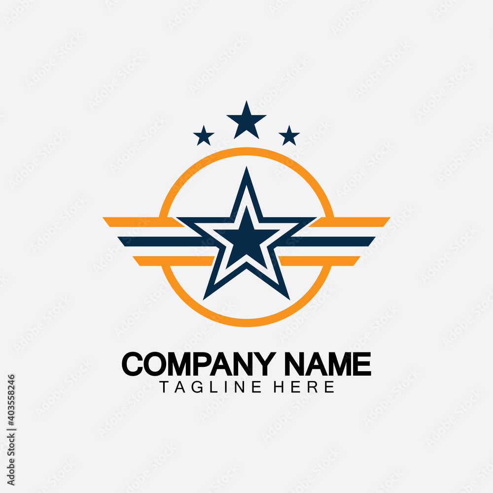 Obraz premium Star with wing logo icon vector illustration design template