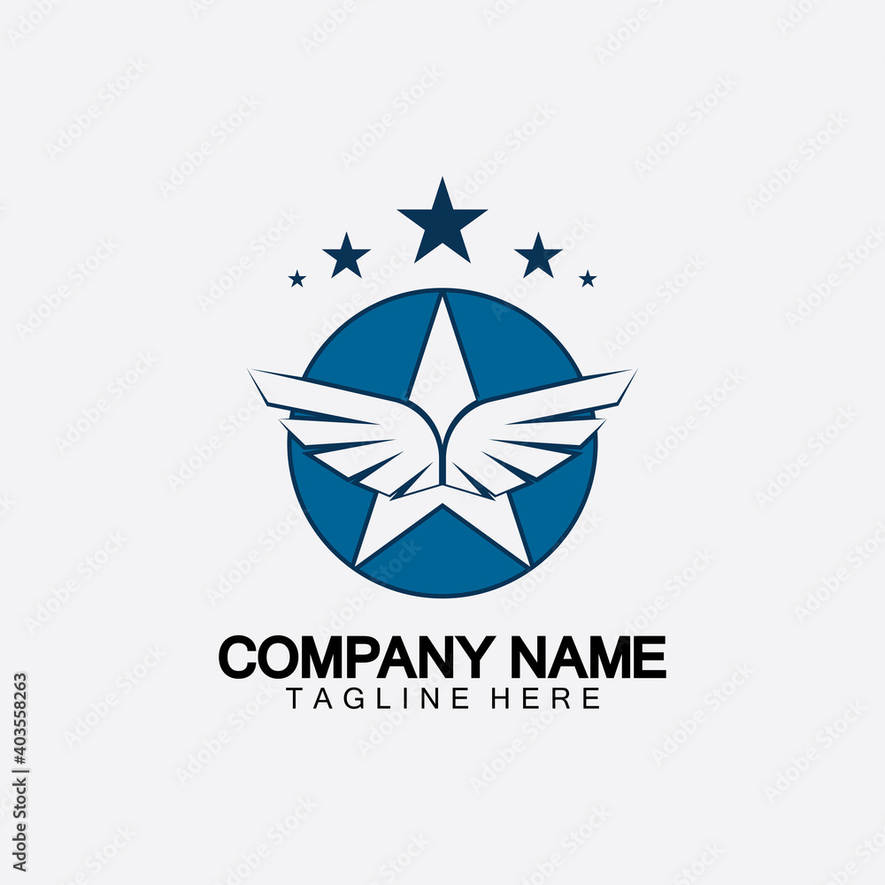 Star with wing logo icon vector illustration design template Star with wing logo icon vector illustration design template