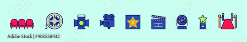 set of entertainments cartoon icon design template with various models. vector illustration isolated on blue background