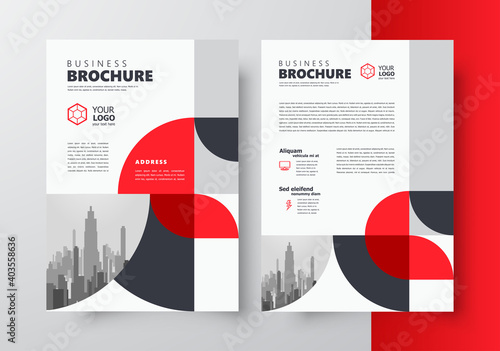 Flyer brochure design template business cover geometric theme circles red
