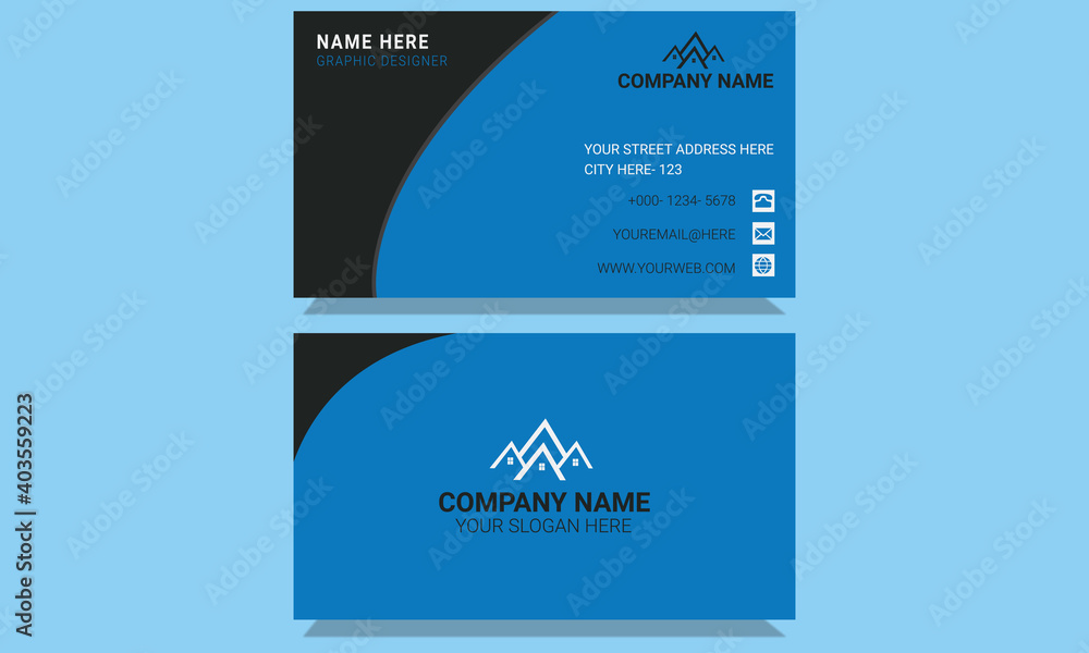 Newest stylish professional standard construction blue and black business card template.