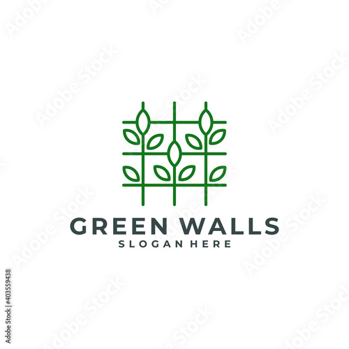 Green walls logo template design vector
