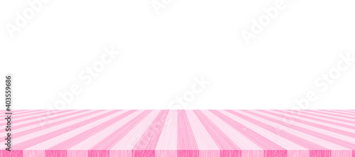 Empty wooden pink table  isolated on white background, used for display your products.