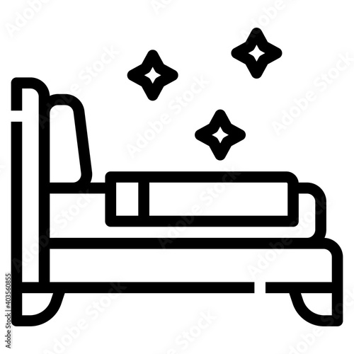 Bed icon for web element , webpage, application, card, printing, social media, posts etc.
