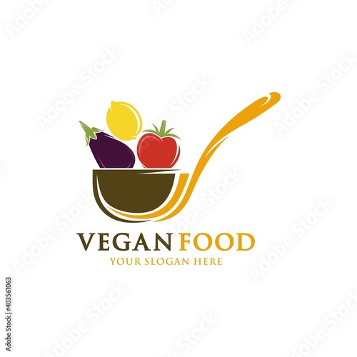 Healthy Organic eco vegetarian food Logo design vector template. Ecology Health eco Organic Logo fresh from farm vegetables Logotype concept icon. 