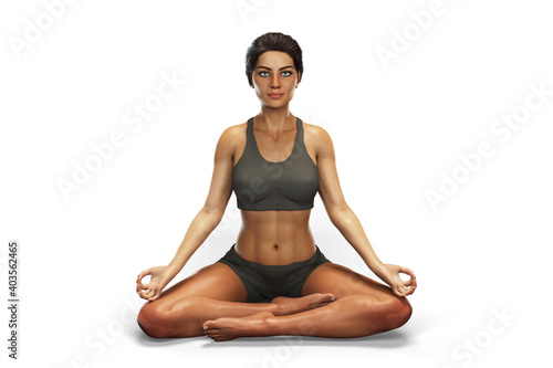 Female in Lotus yoga position, or Padmasana