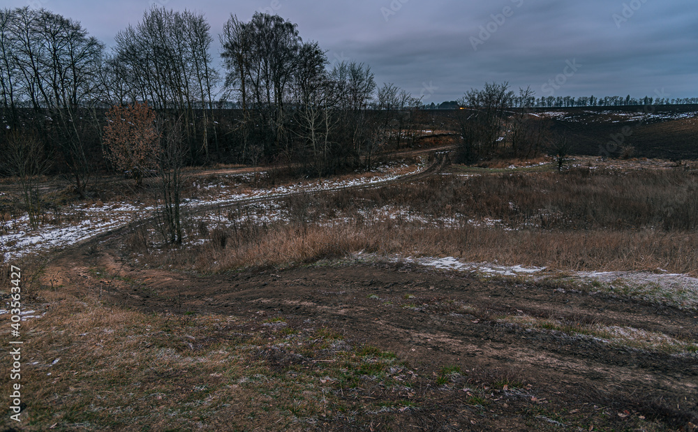 Winter moring among fields Winter moring among fields