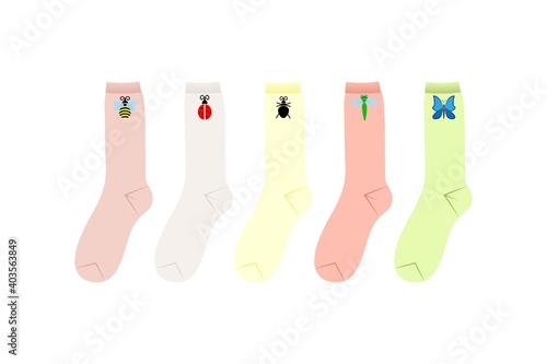 A set of multi-colored socks.