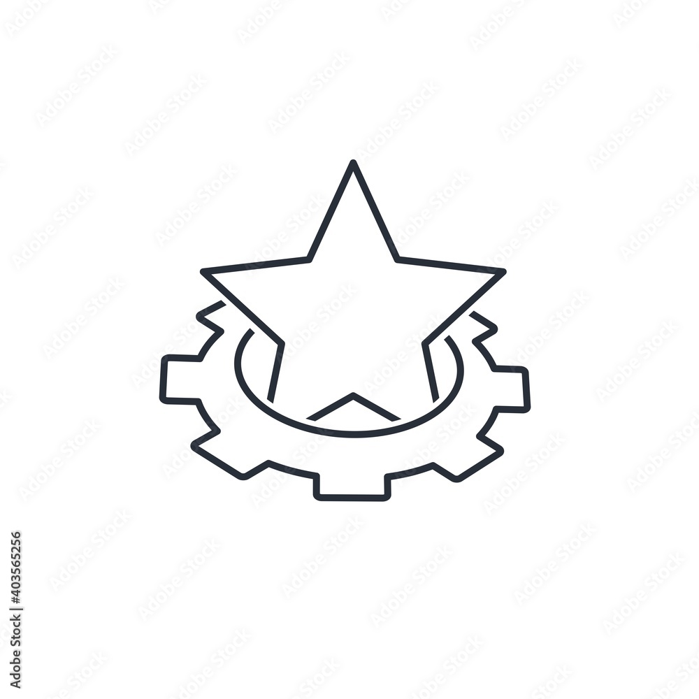 Gear and star. Vector linear icon isolated on white background. Gear and star. Vector linear icon isolated on white background.