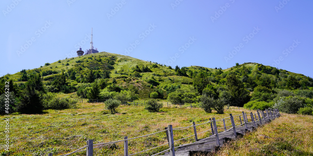panoramic of french old puy de dome mountain volcano in france