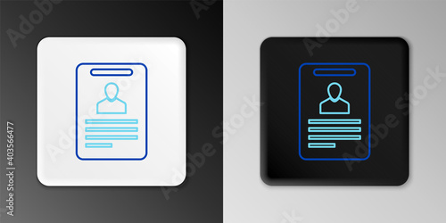 Line Identification badge icon isolated on grey background. It can be used for presentation, identity of the company, advertising. Colorful outline concept. Vector.